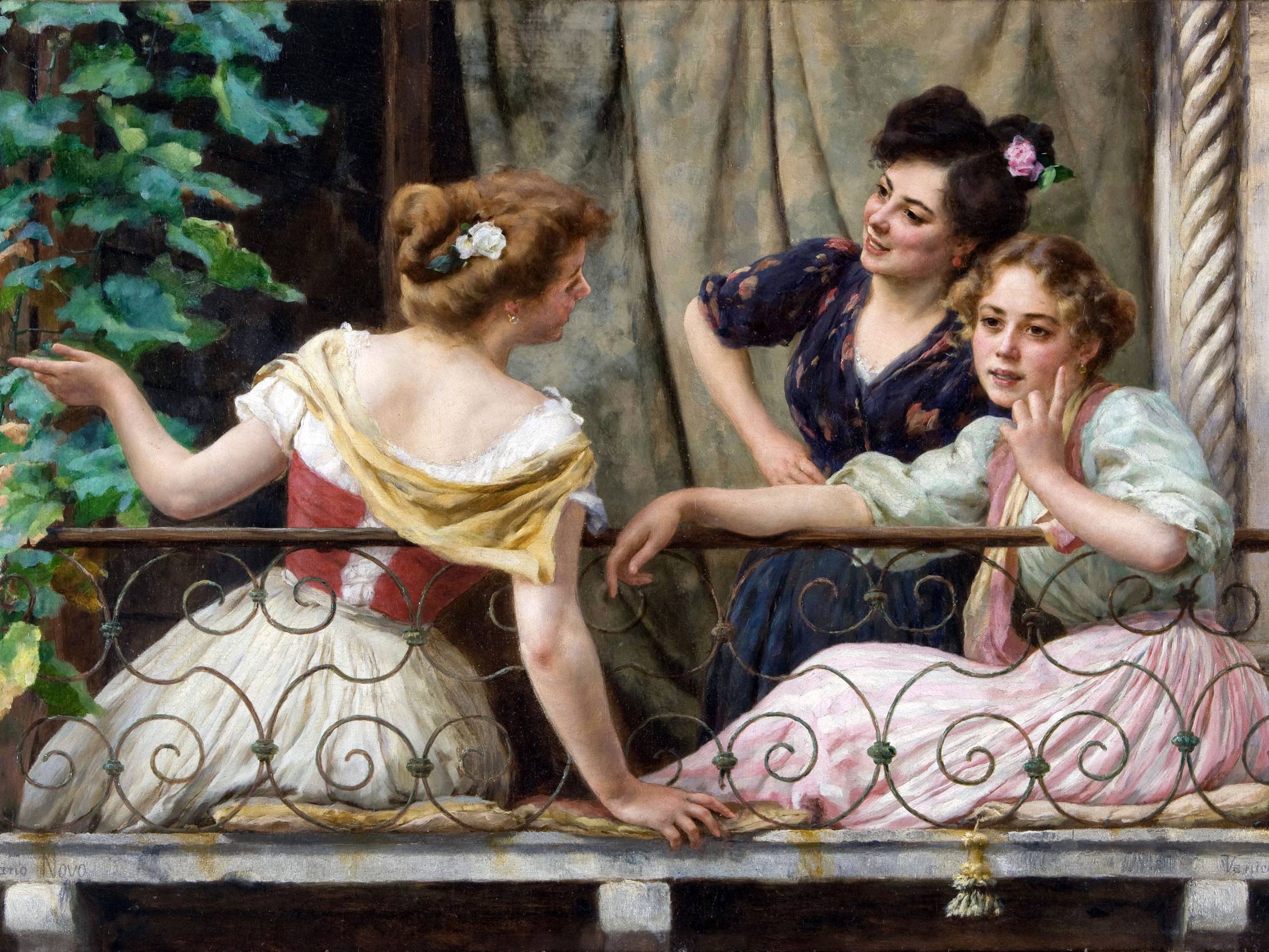 Stefano Novo Conversazione al balcone, collezione privata